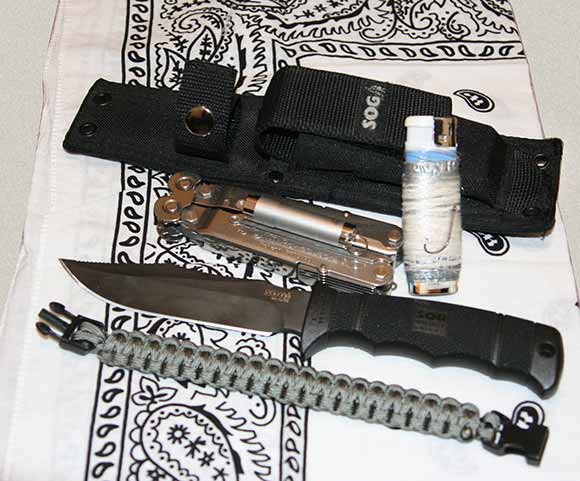 SOG Knife Sheath with Survival Items
