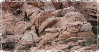 Hiking up Rocks in the Desert Southwest