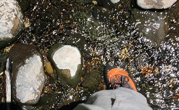 walking through a stream