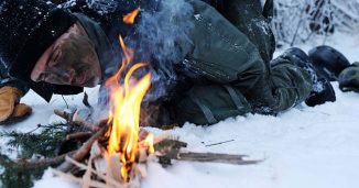 Starting a fire to prevent hypothermia