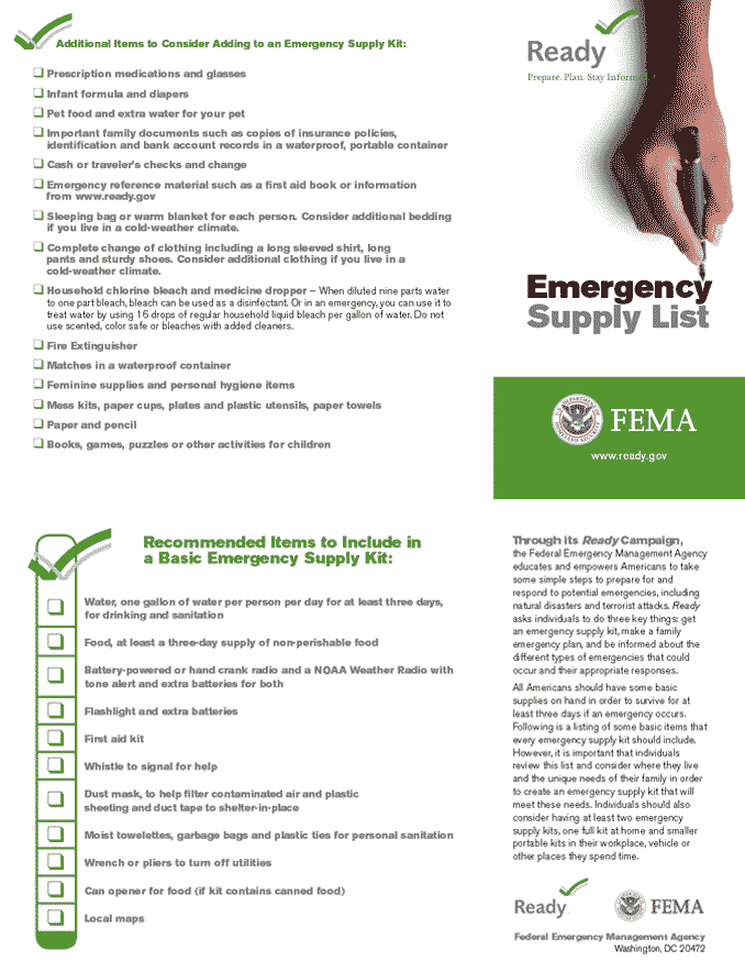 Government Emergency Supply List