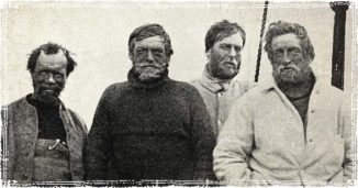 Ernest Shackleton and crew mates from the Nimrod Expedition