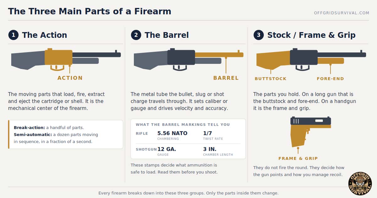 The Three Main Parts of a Firearm