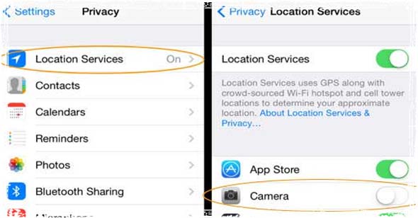 location services on an iPhone