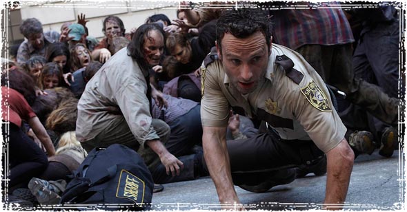 Rick Grimes Running from Zombies